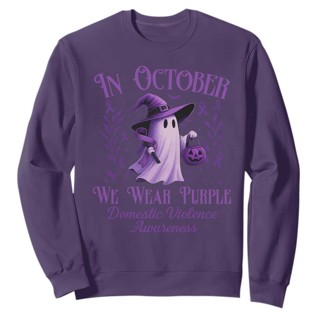 Domestic Violence Awareness Sweatshirt Halloween October Wear Purple Ghost TS10 Purple Print Your Wear