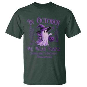 Domestic Violence Awareness T Shirt Halloween October Wear Purple Ghost TS10 Dark Forest Green Print Your Wear