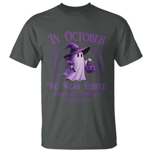 Domestic Violence Awareness T Shirt Halloween October Wear Purple Ghost TS10 Dark Heather Print Your Wear