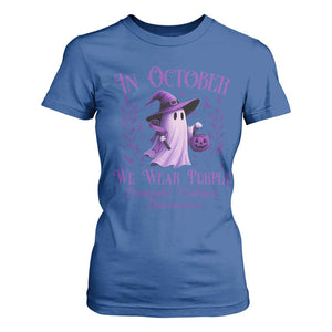 Domestic Violence Awareness T Shirt For Women Halloween October Wear Purple Ghost TS10 Royal Blue Print Your Wear