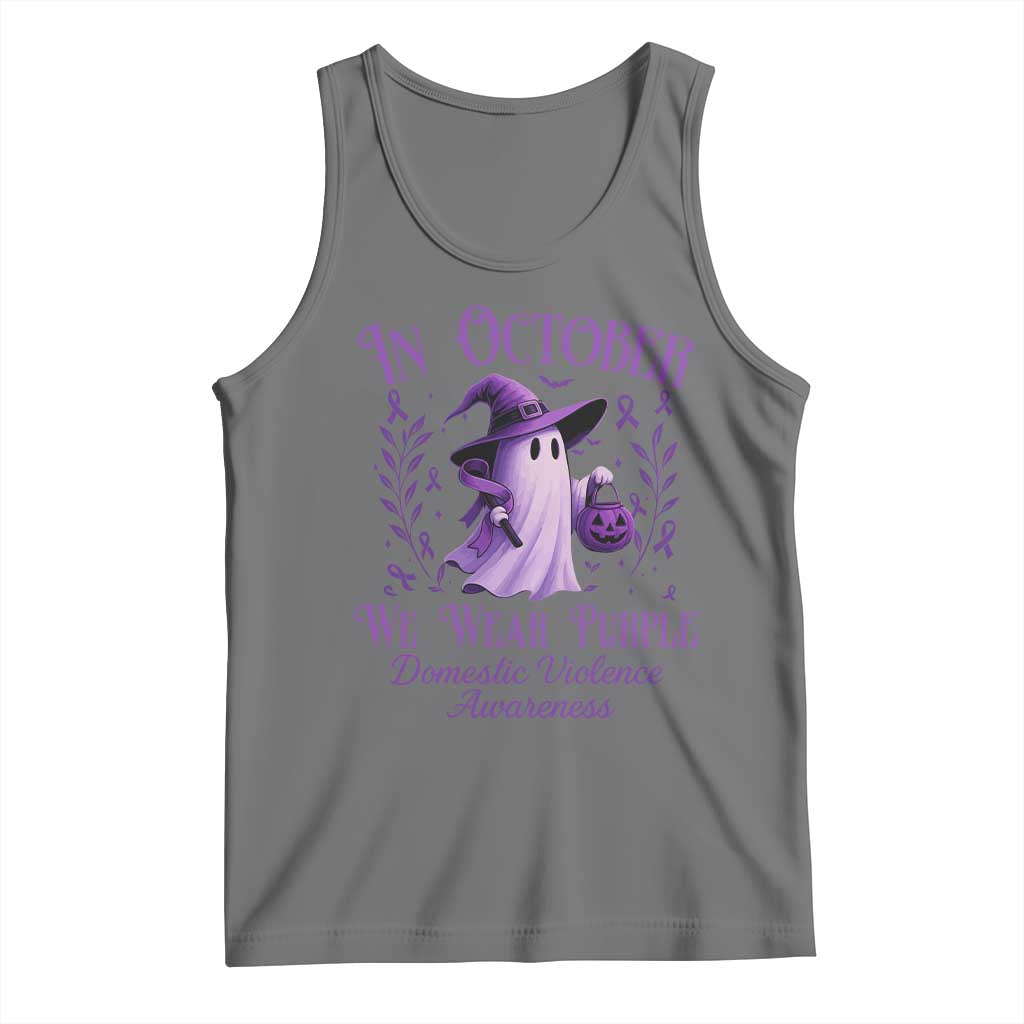 Domestic Violence Awareness Tank Top Halloween October Wear Purple Ghost TS10 Black Heather Print Your Wear