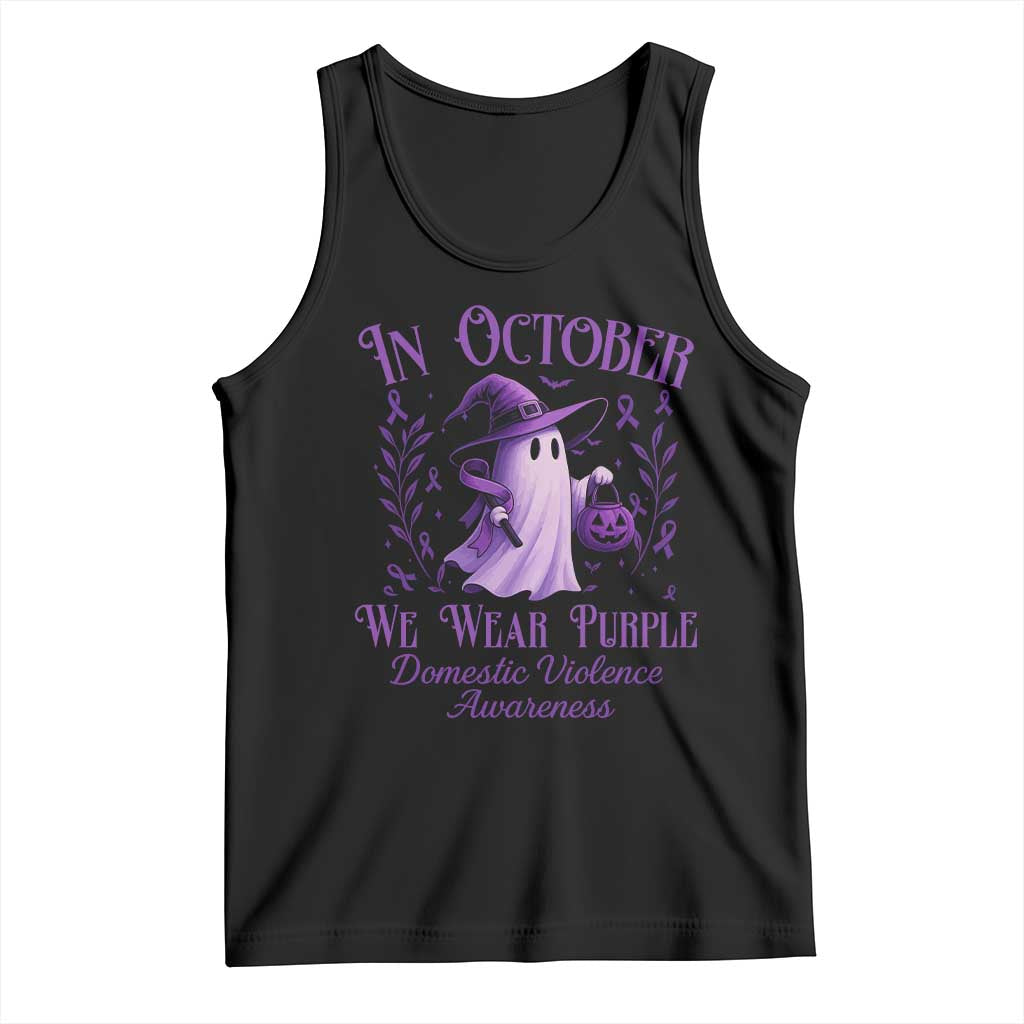Domestic Violence Awareness Tank Top Halloween October Wear Purple Ghost TS10 Black Print Your Wear