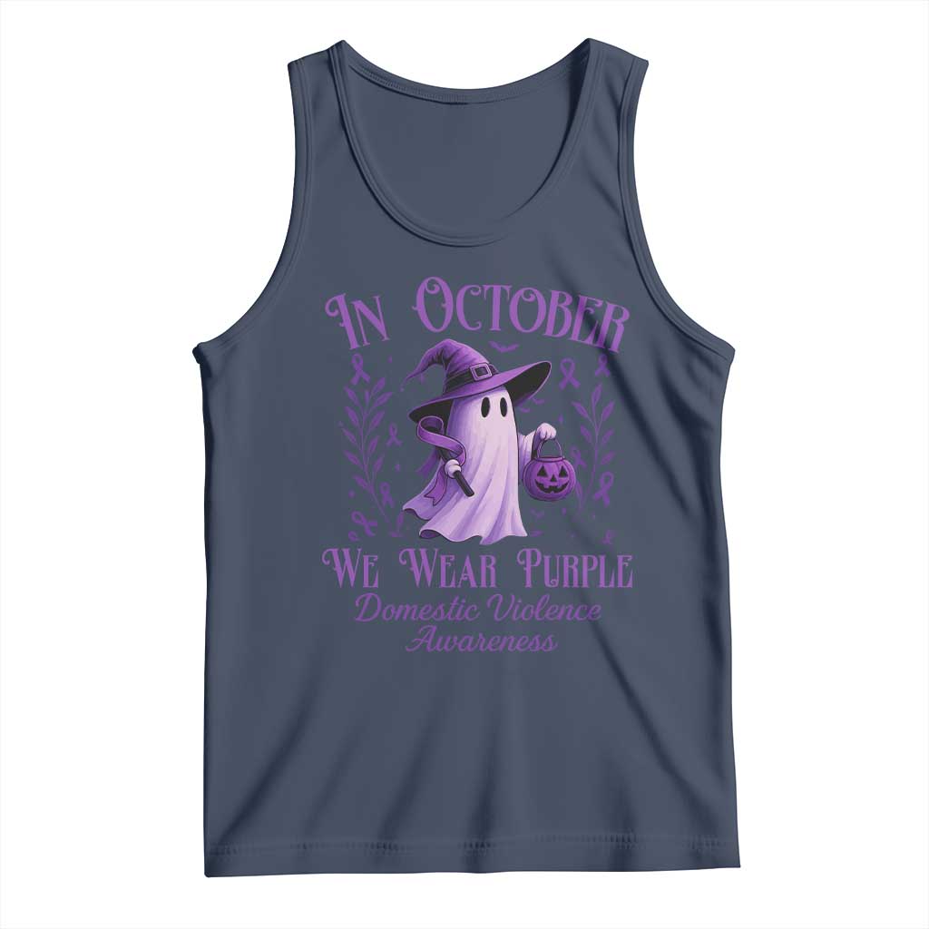 Domestic Violence Awareness Tank Top Halloween October Wear Purple Ghost TS10 Navy Print Your Wear