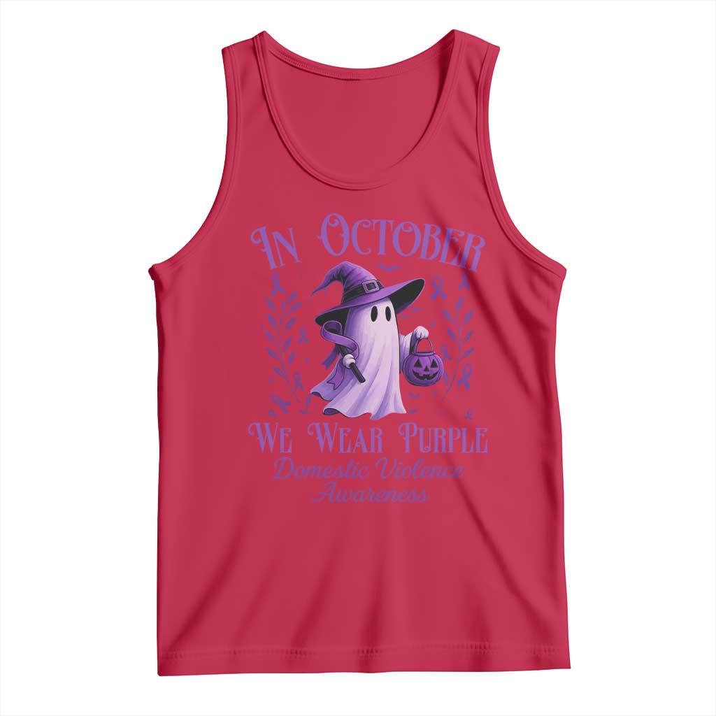 Domestic Violence Awareness Tank Top Halloween October Wear Purple Ghost TS10 Red Print Your Wear