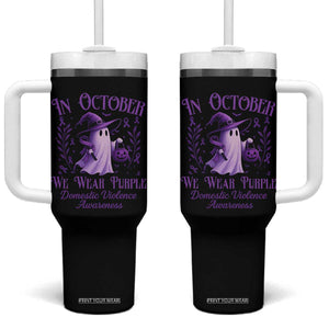 Domestic Violence Awareness Tumbler With Handle Halloween October Wear Purple Ghost TS10 One Size: 40 oz Black Print Your Wear