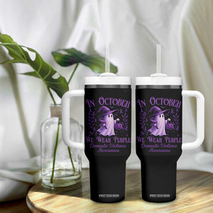 Domestic Violence Awareness Tumbler With Handle Halloween October Wear Purple Ghost TS10 Print Your Wear