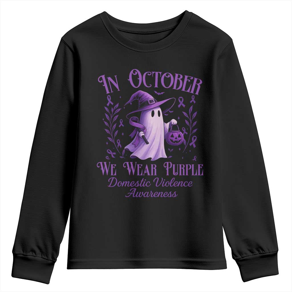 Domestic Violence Awareness Youth Sweatshirt Halloween October Wear Purple Ghost TS10 Black Print Your Wear