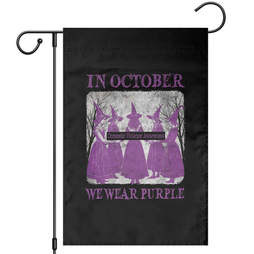 Retro In October We Wear Purple Witch Domestic Violence Awareness Garden Flag TS10 Black Print Your Wear