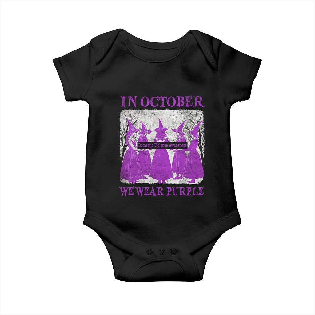 Retro In October We Wear Purple Witch Domestic Violence Awareness Baby Onesie TS10 Black Print Your Wear