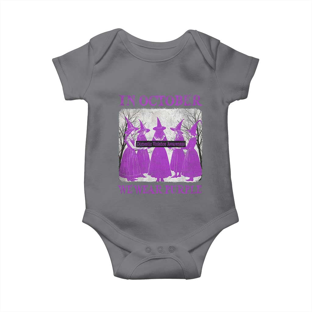 Retro In October We Wear Purple Witch Domestic Violence Awareness Baby Onesie TS10 Charcoal Print Your Wear