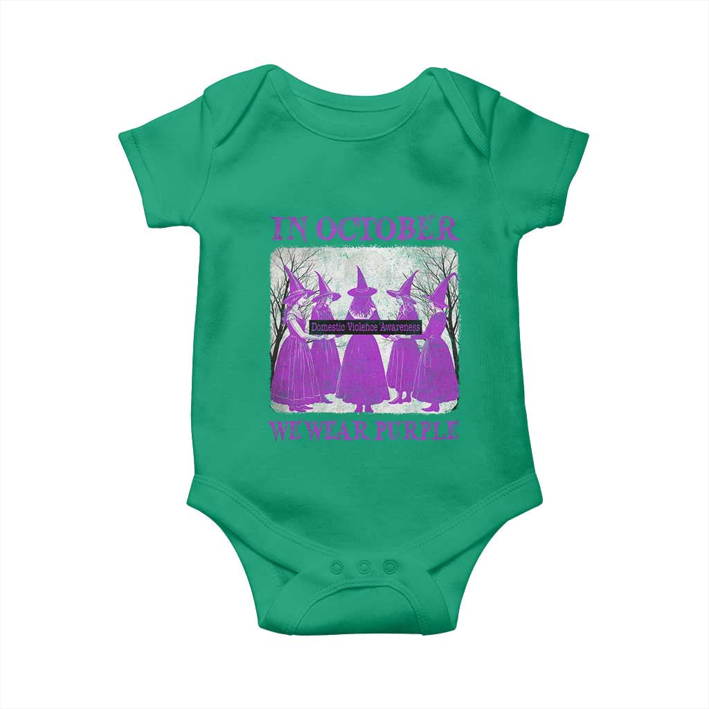 Retro In October We Wear Purple Witch Domestic Violence Awareness Baby Onesie TS10 Irish Green Print Your Wear