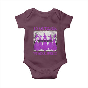Retro In October We Wear Purple Witch Domestic Violence Awareness Baby Onesie TS10 Maroon Print Your Wear