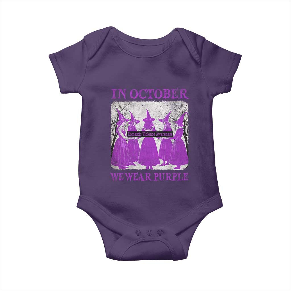 Retro In October We Wear Purple Witch Domestic Violence Awareness Baby Onesie TS10 Purple Print Your Wear