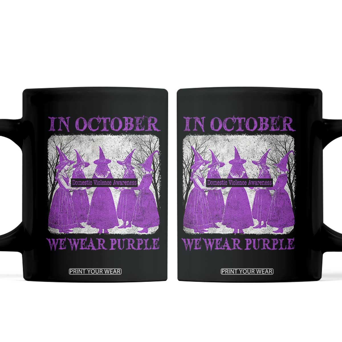 Retro In October We Wear Purple Witch Domestic Violence Awareness Coffee Mug TS10 Black Print Your Wear