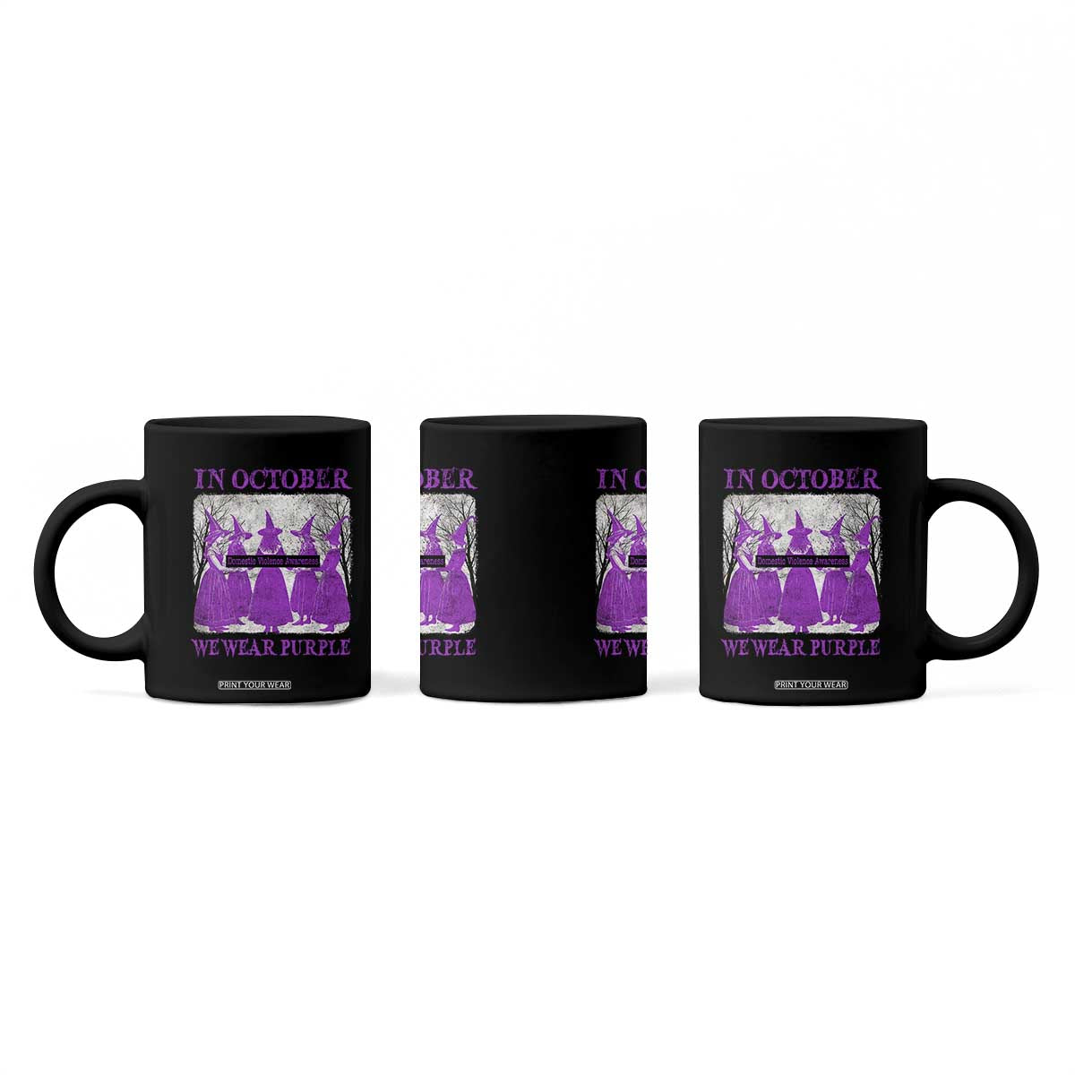 Retro In October We Wear Purple Witch Domestic Violence Awareness Coffee Mug TS10 Print Your Wear