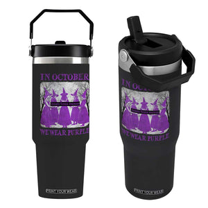 Retro In October We Wear Purple Witch Domestic Violence Awareness Flip Straw Tumbler TS10 One Size: 30 oz Black Print Your Wear