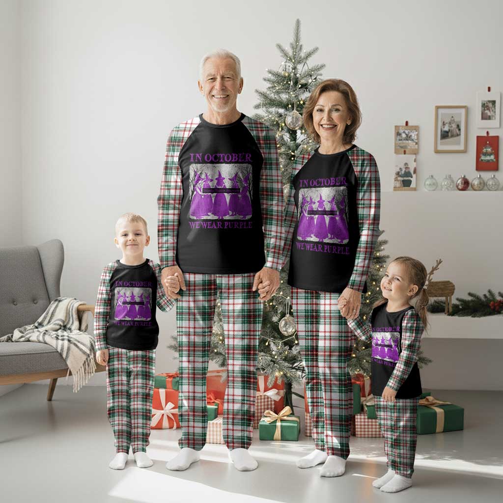Retro In October We Wear Purple Witch Domestic Violence Awareness Plaid Pajama Set TS10 Christmas Plaid Print Your Wear