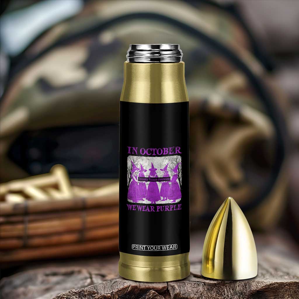 Retro In October We Wear Purple Witch Domestic Violence Awareness Bullet Tumbler TS10 Print Your Wear