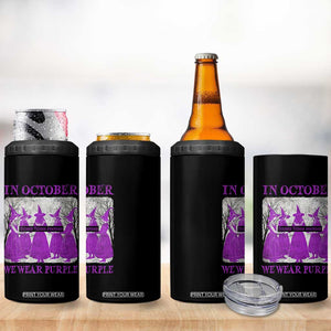 Retro In October We Wear Purple Witch Domestic Violence Awareness 4 in 1 Can Cooler Tumbler TS10 Print Your Wear
