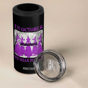 Retro In October We Wear Purple Witch Domestic Violence Awareness 4 in 1 Can Cooler Tumbler TS10 Print Your Wear