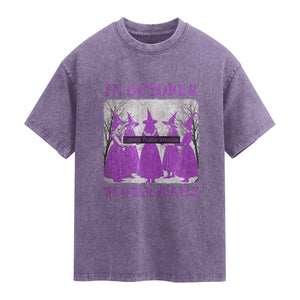 Retro In October We Wear Purple Witch Domestic Violence Awareness Washed Cotton T-Shirt