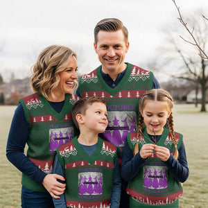 Retro In October We Wear Purple Witch Domestic Violence Awareness V-Neck Knit Sweater Vest TS10 Red Green Print Your Wear