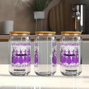 Retro In October We Wear Purple Witch Domestic Violence Awareness Glass Can TS10 Print Your Wear