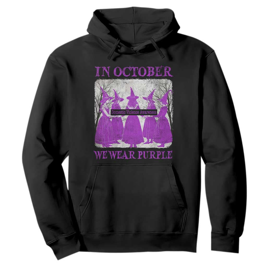 Retro In October We Wear Purple Witch Domestic Violence Awareness Hoodie TS10 Black Print Your Wear