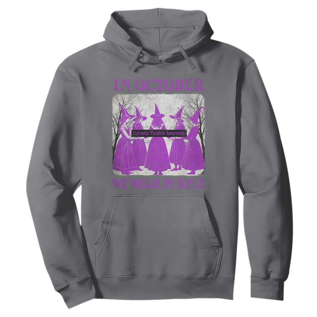 Retro In October We Wear Purple Witch Domestic Violence Awareness Hoodie TS10 Charcoal Print Your Wear