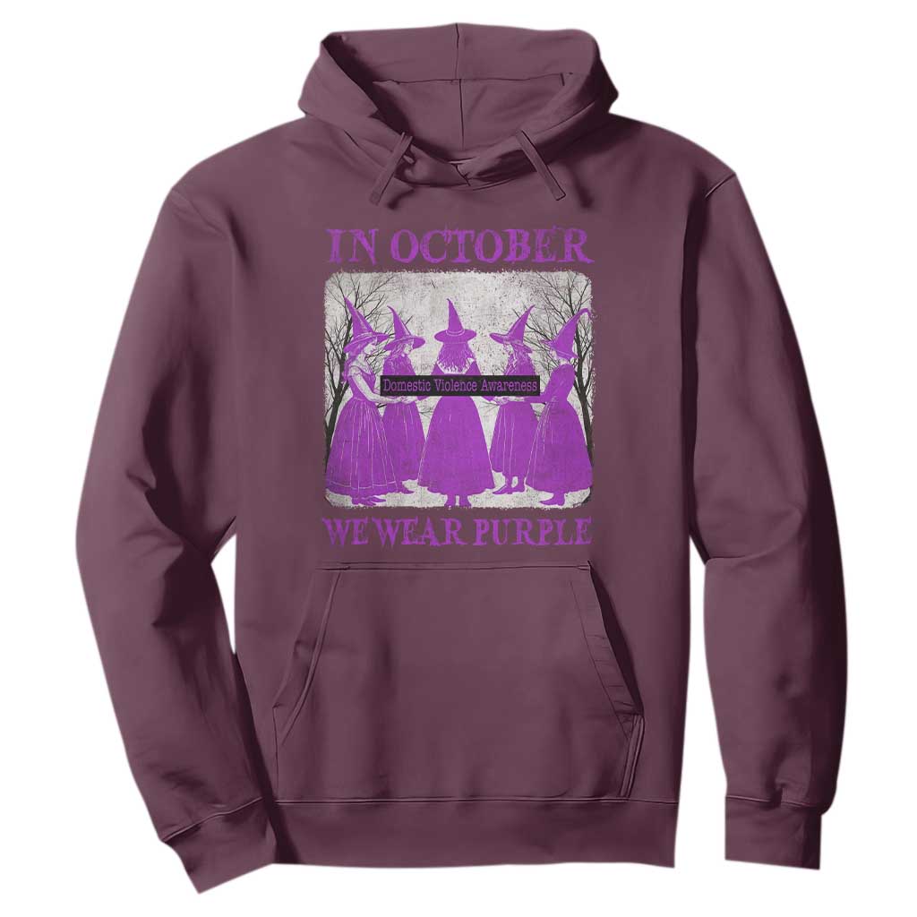 Retro In October We Wear Purple Witch Domestic Violence Awareness Hoodie TS10 Maroon Print Your Wear