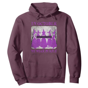 Retro In October We Wear Purple Witch Domestic Violence Awareness Hoodie TS10 Maroon Print Your Wear