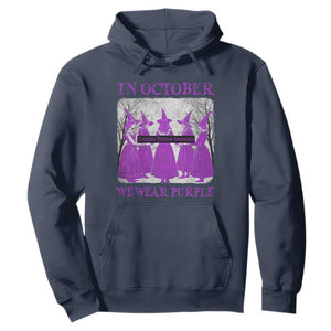 Retro In October We Wear Purple Witch Domestic Violence Awareness Hoodie TS10 Navy Print Your Wear