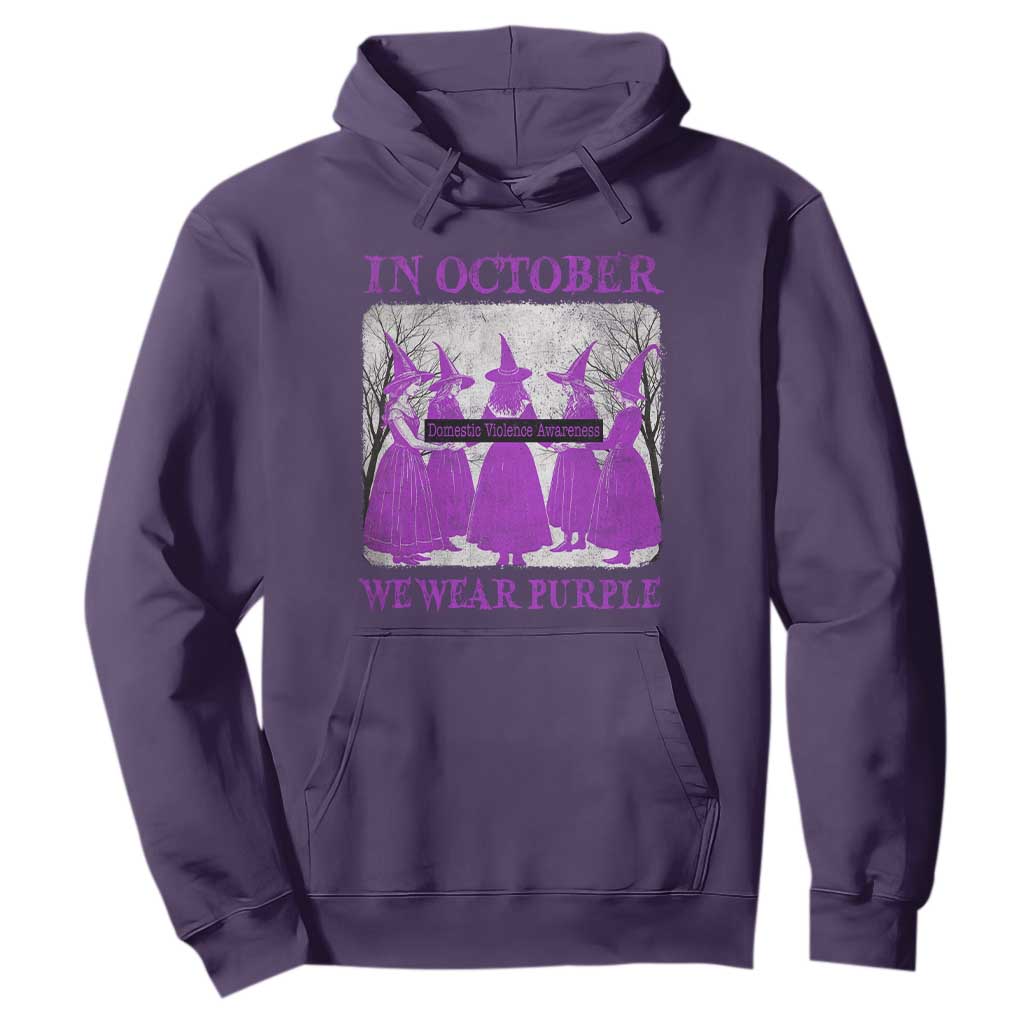 Retro In October We Wear Purple Witch Domestic Violence Awareness Hoodie TS10 Purple Print Your Wear