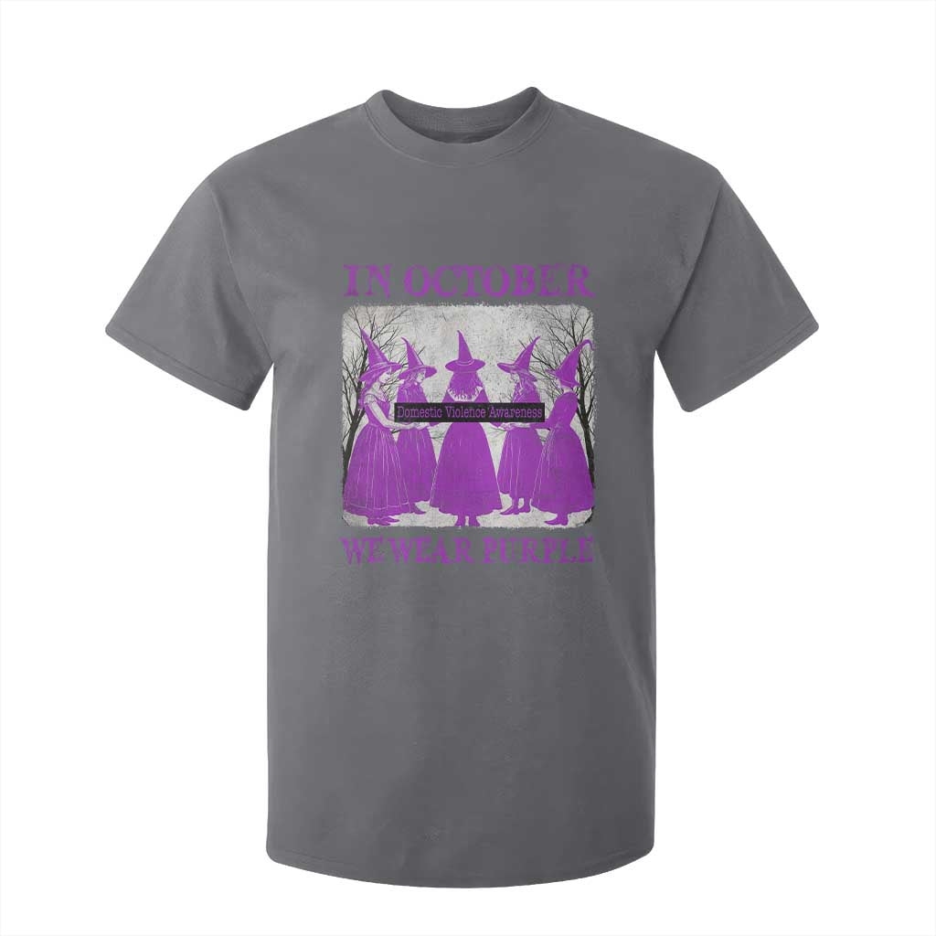 Retro In October We Wear Purple Witch Domestic Violence Awareness T Shirt For Kid TS10 Charcoal Print Your Wear