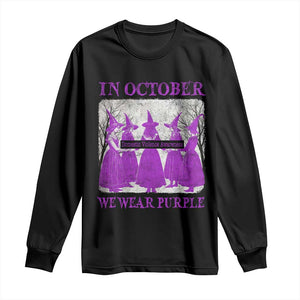 Retro In October We Wear Purple Witch Domestic Violence Awareness Long Sleeve Shirt TS10 Black Print Your Wear