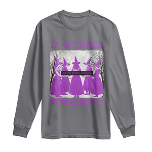 Retro In October We Wear Purple Witch Domestic Violence Awareness Long Sleeve Shirt TS10 Charcoal Print Your Wear