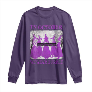 Retro In October We Wear Purple Witch Domestic Violence Awareness Long Sleeve Shirt TS10 Purple Print Your Wear
