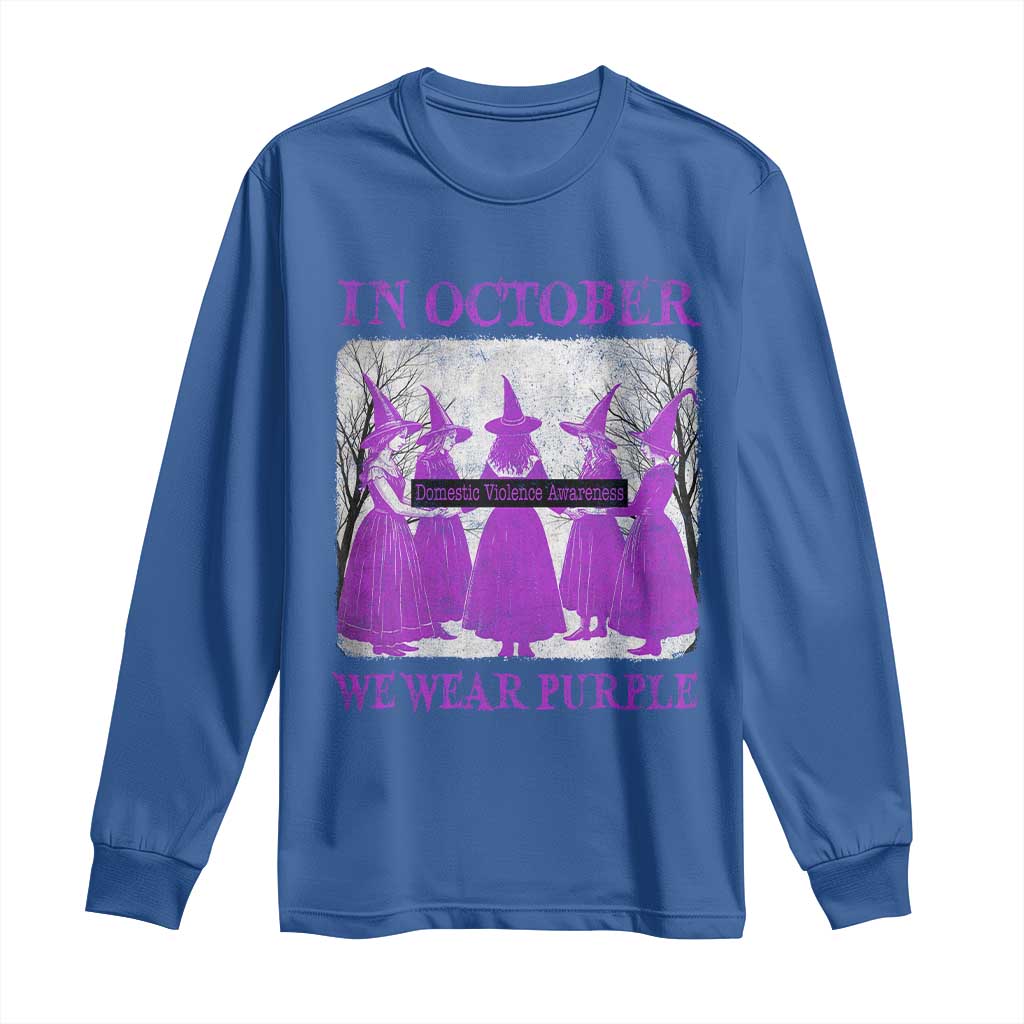 Retro In October We Wear Purple Witch Domestic Violence Awareness Long Sleeve Shirt TS10 Royal Blue Print Your Wear