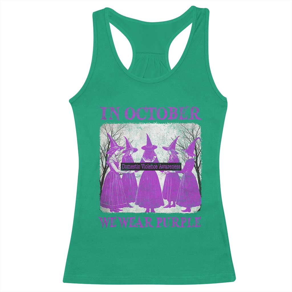 Retro In October We Wear Purple Witch Domestic Violence Awareness Racerback Tank Top TS10 Irish Green Print Your Wear
