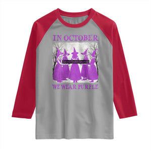 Retro In October We Wear Purple Witch Domestic Violence Awareness Raglan Shirt TS10 Sport Gray Red Print Your Wear