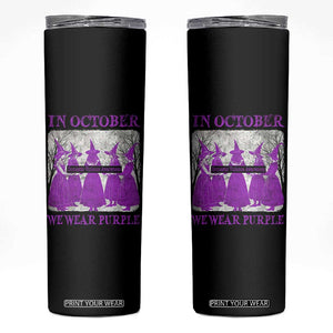 Retro In October We Wear Purple Witch Domestic Violence Awareness Skinny Tumbler TS10 Black Print Your Wear