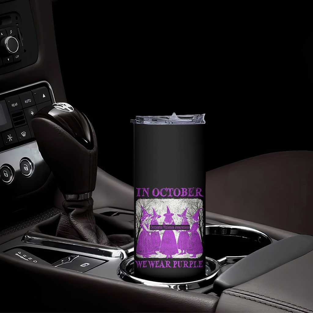 Retro In October We Wear Purple Witch Domestic Violence Awareness Skinny Tumbler TS10 Print Your Wear