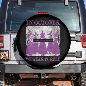 Retro In October We Wear Purple Witch Domestic Violence Awareness Spare Tire Cover TS10 No hole Black Print Your Wear