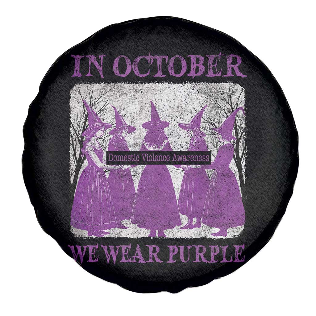 Retro In October We Wear Purple Witch Domestic Violence Awareness Spare Tire Cover TS10 Print Your Wear