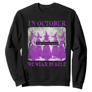 Retro In October We Wear Purple Witch Domestic Violence Awareness Sweatshirt TS10 Black Print Your Wear