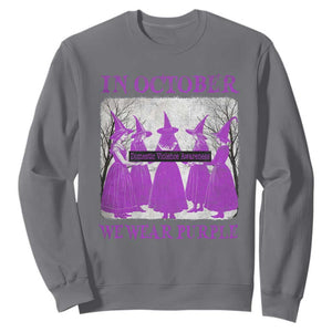 Retro In October We Wear Purple Witch Domestic Violence Awareness Sweatshirt TS10 Charcoal Print Your Wear