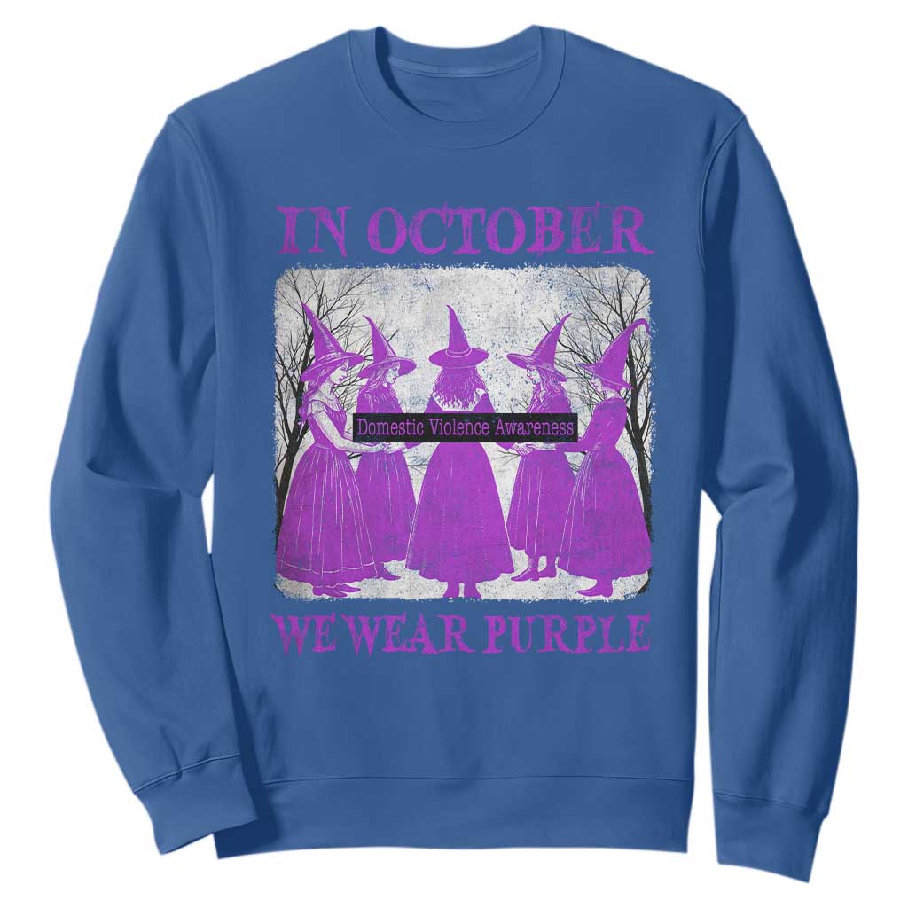 Retro In October We Wear Purple Witch Domestic Violence Awareness Sweatshirt TS10 Royal Blue Print Your Wear