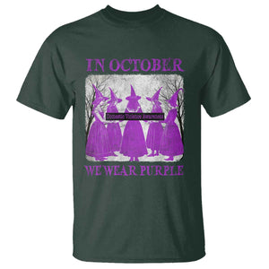 Retro In October We Wear Purple Witch Domestic Violence Awareness T Shirt TS10 Dark Forest Green Print Your Wear