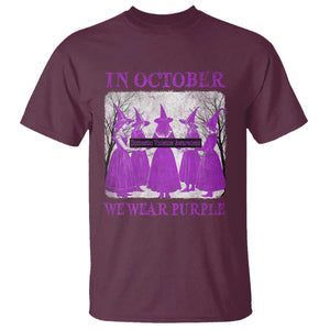 Retro In October We Wear Purple Witch Domestic Violence Awareness T Shirt TS10 Maroon Print Your Wear