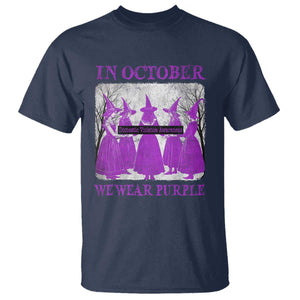 Retro In October We Wear Purple Witch Domestic Violence Awareness T Shirt TS10 Navy Print Your Wear